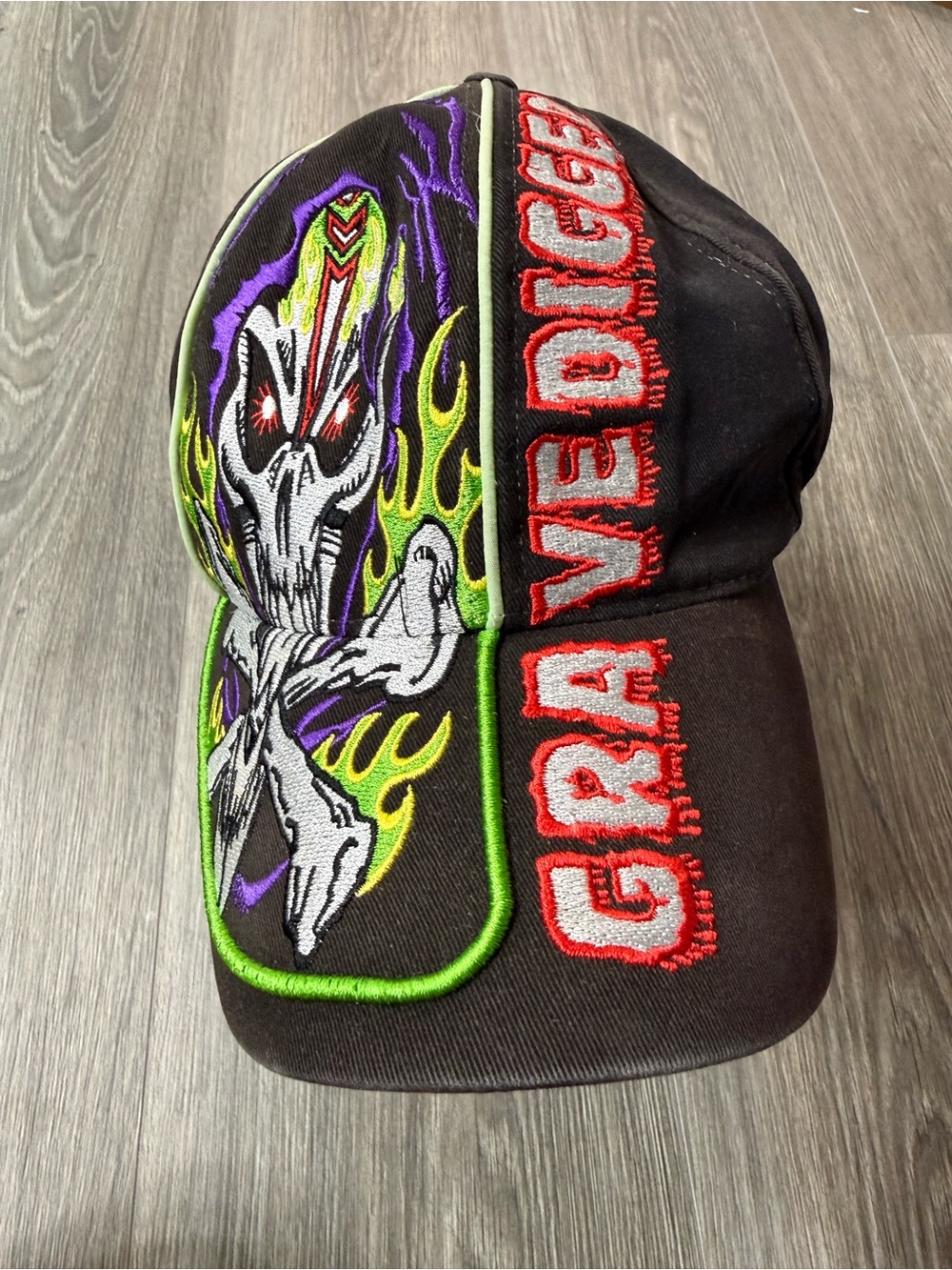 Grave Digger Monster Truck Hat Cap Adjustable Embroidered Grim Reaper Vtg
